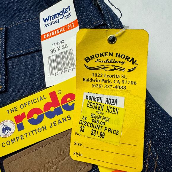 Wrangler Men’s Pro Rodeo Competition Jeans, Original Fit,13MWZ, 35x36, Blue - Picture 5 of 6